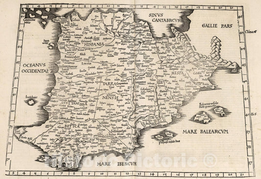 Historic Map : Europae Tabula seconda continct Hispaniam, 1541, Vintage Wall Art