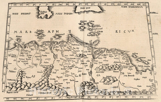 Historic Map : Aphricae tabula seconda continet, 1541, Vintage Wall Art