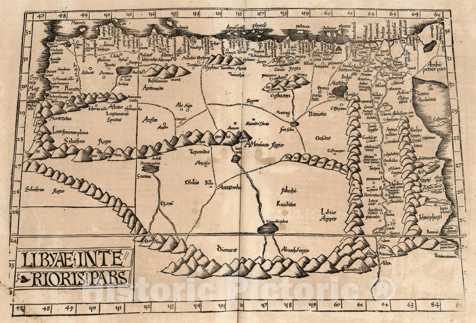 Historic Map : Libyae Interioris Pars, 1541, Vintage Wall Art