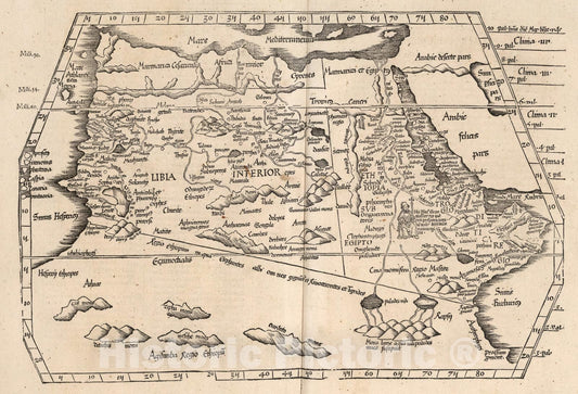 Historic Map : Aphricae tabula quarta continet, 1541, Vintage Wall Art