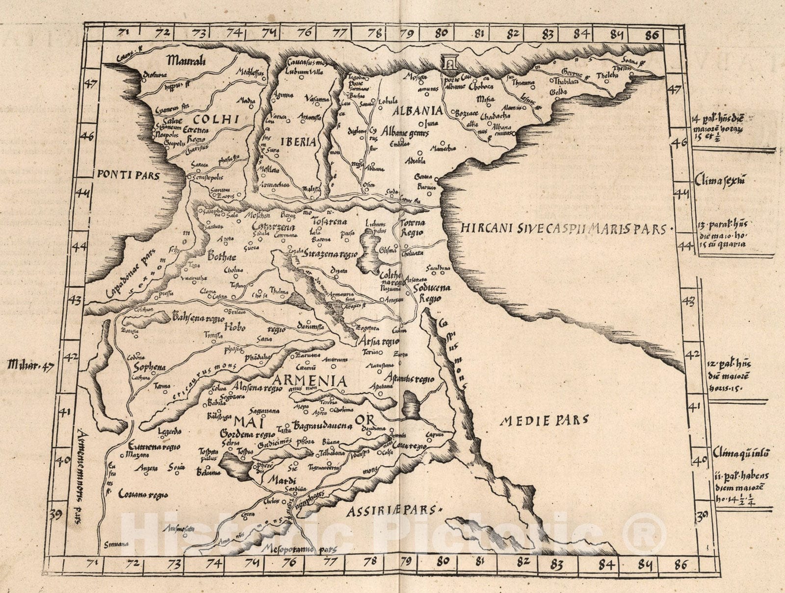 Historic Map : Tabula tertia Asiae, 1541, Vintage Wall Art