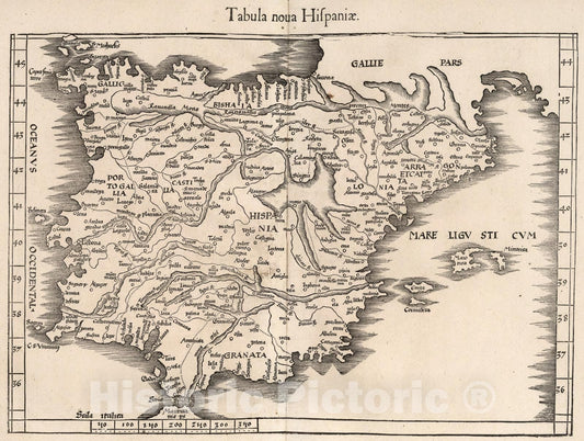 Historic Map : Tabula noua Hispaniae, 1541, Vintage Wall Art