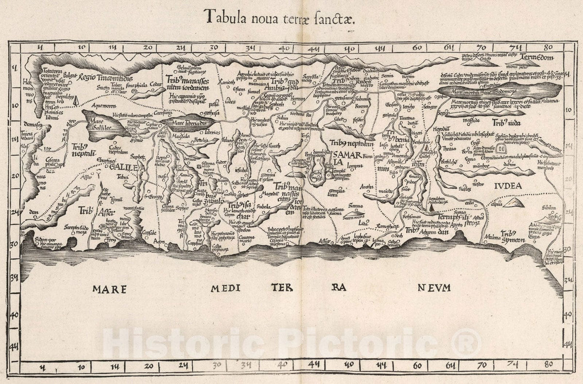 Historic Map : Tabula noua terrae sanctae, 1541, Vintage Wall Art