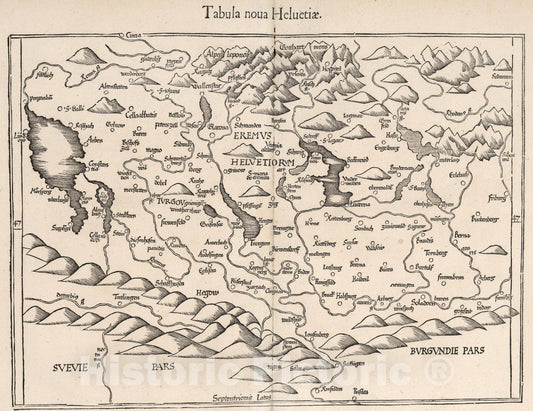 Historic Map : Tabula nova Helvetiae, 1541, Vintage Wall Art