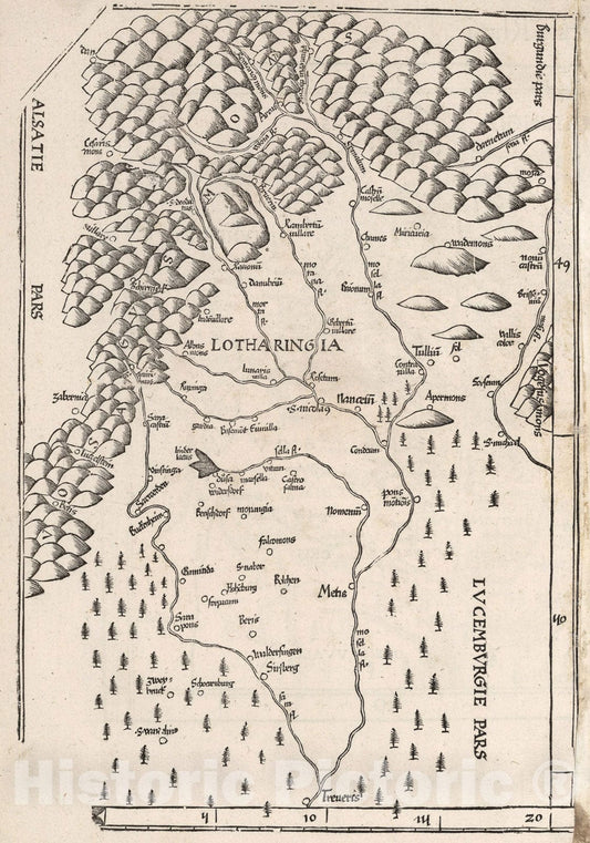 Historic Map : Lotharingia, 1541, Vintage Wall Art