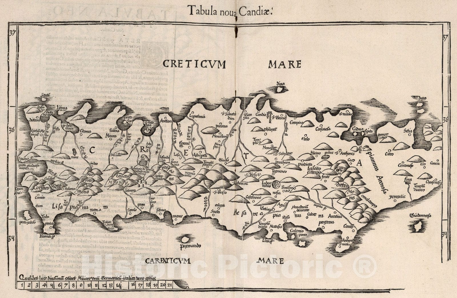 Historic Map : Tabula nova Candiae, 1541, Vintage Wall Art