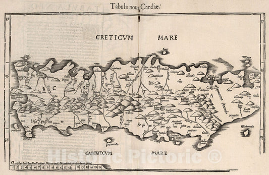Historic Map : Tabula nova Candiae, 1541, Vintage Wall Art
