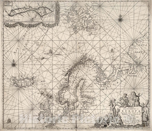 Historic Map : Pascaerte Van't Noordlyckste Deel van Europa., 1680, Vintage Wall Art