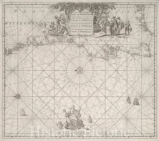 Portugal - Nautical Chart, 1680 - Historical Map Print