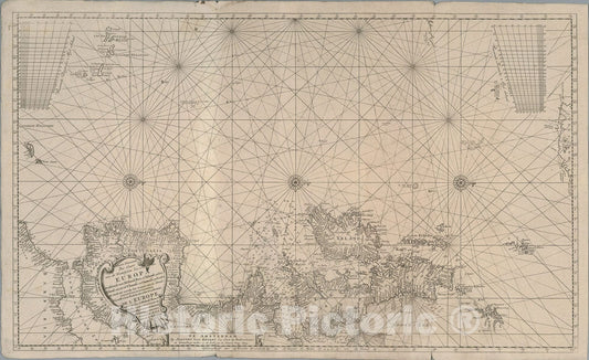 Historic Map : Neuwe Wassende Pas-Caart van de Westelykste Zee Custen van Europa., 1680, Vintage Wall Art