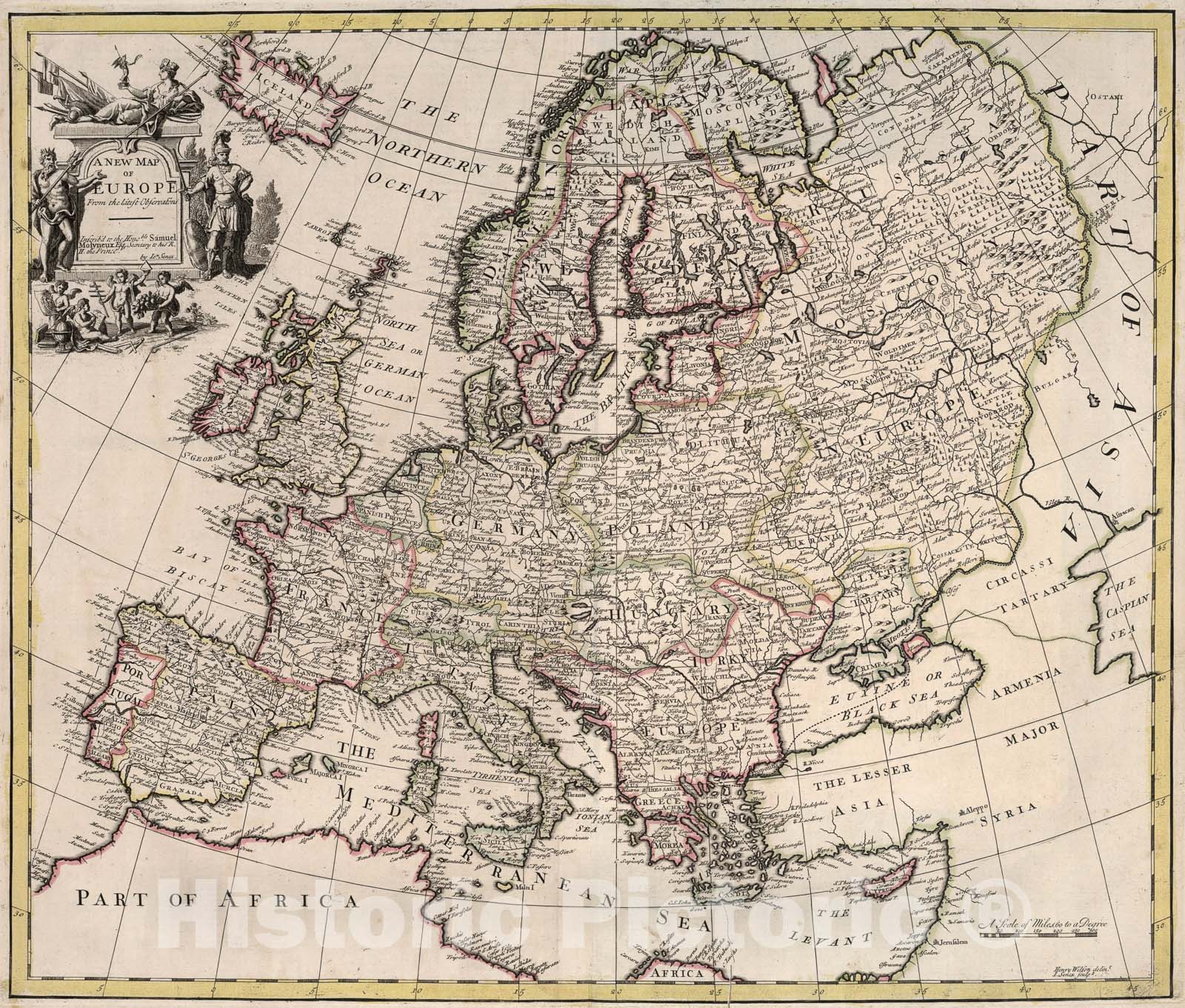 Historic Map : New Map of Europe., 1721, Vintage Wall Art