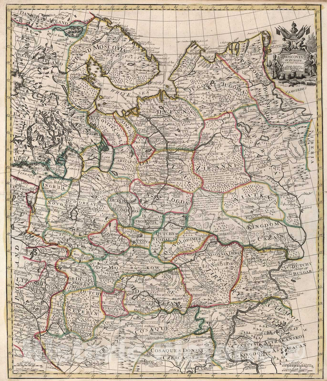 Historic Map : Moscovey in Europe., 1721, Vintage Wall Art