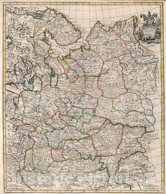 Historic Map : Moscovey in Europe., 1721, Vintage Wall Art