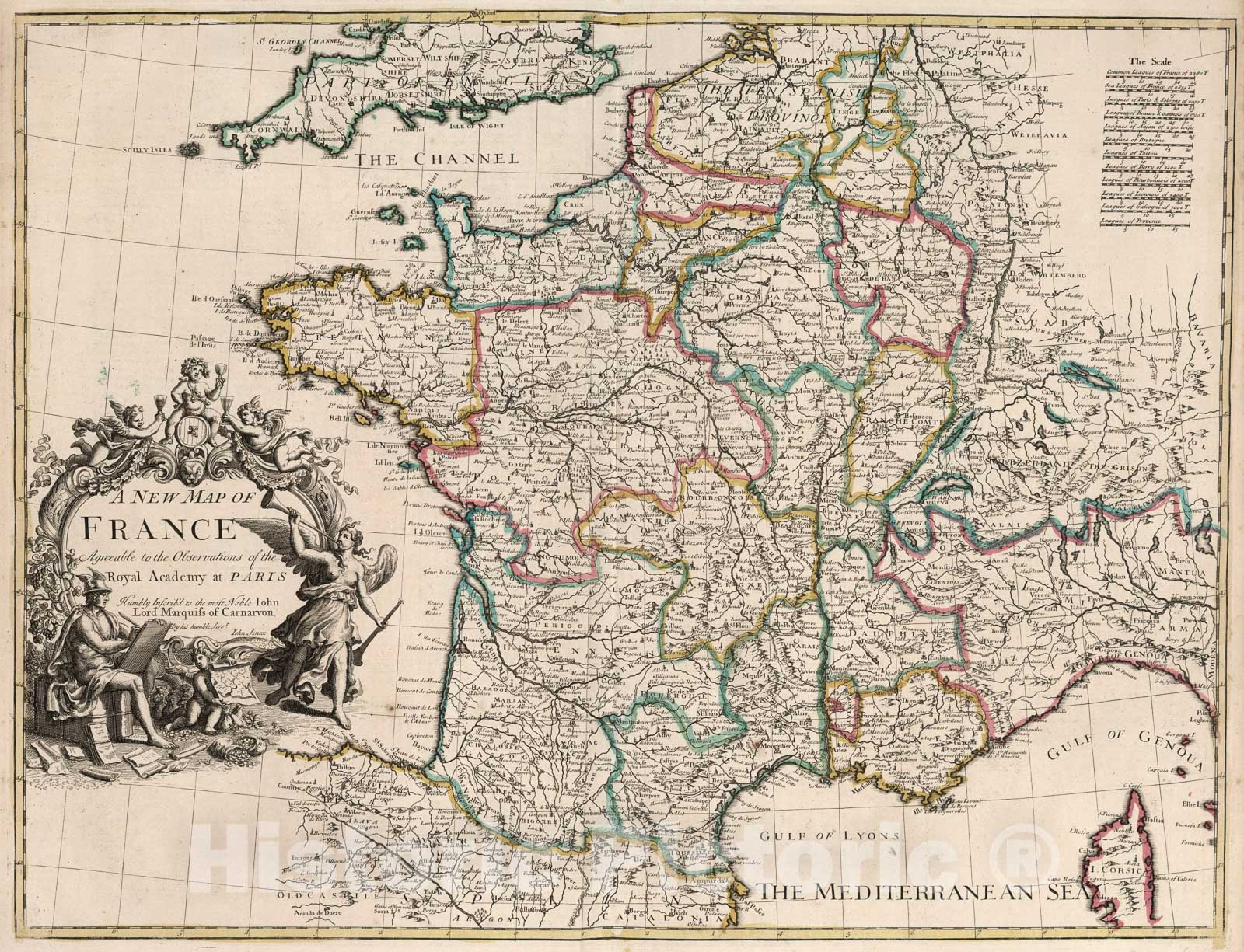 Historic Map : New Map of France., 1721, Vintage Wall Art