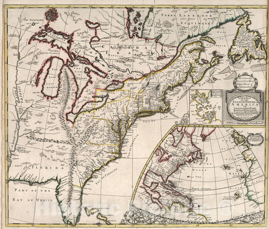 Historic Map : New Map of the English Empire in America., 1721, Vintage Wall Art