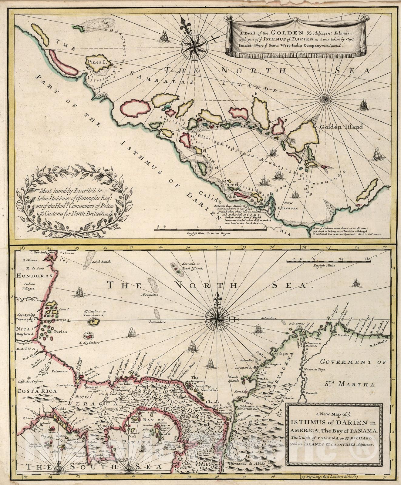 Historic Map : New Map of y Isthmus of Darien. (Sambalas Islands), 1721, Vintage Wall Art