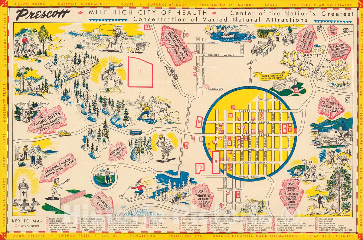 Historic Map : Prescott, 1950, Vintage Wall Art
