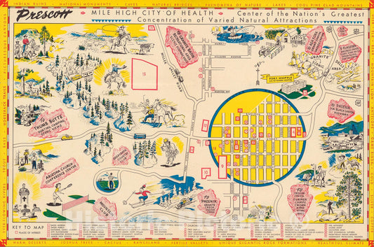 Historic Map : Prescott, 1950, Vintage Wall Art