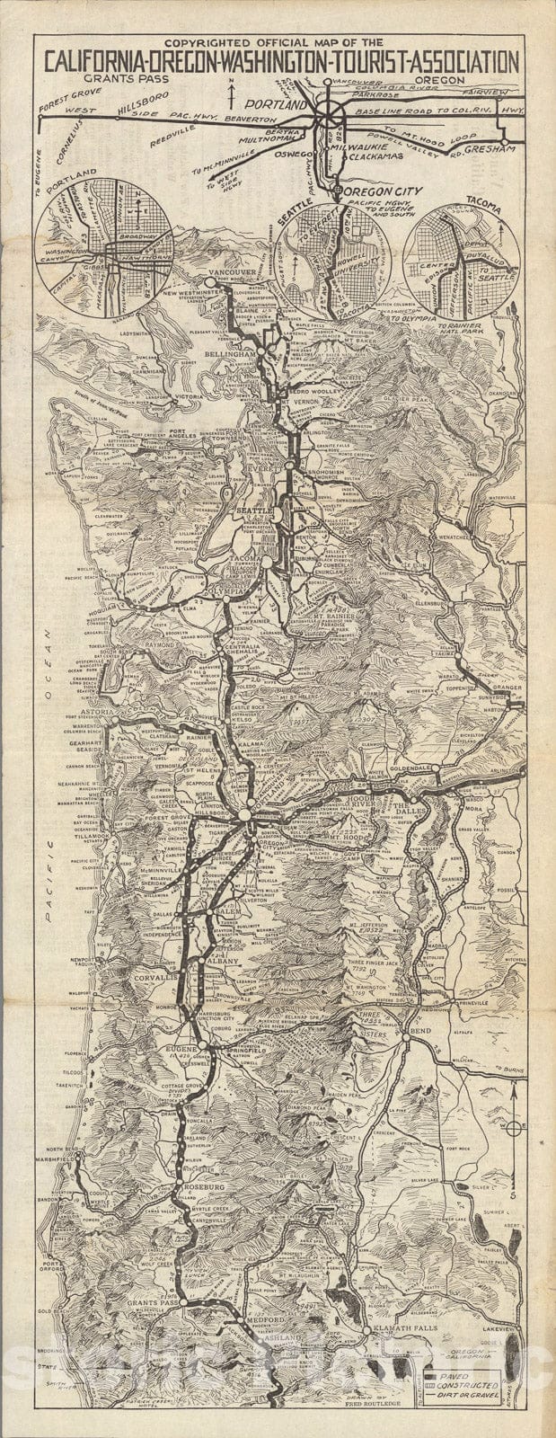 California, Oregon, and Washington - Pictorial Map, 1927