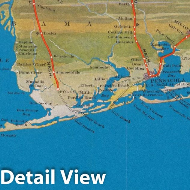 Gulf Coast - Louisville and Nashville Railroad, 1926 - Historical Map Print