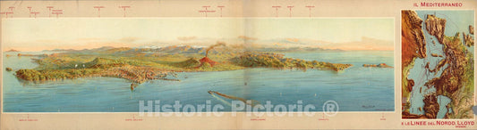 Historic Map : Naples. Stab. Richter & Co. Napoli, 1920, Vintage Wall Art