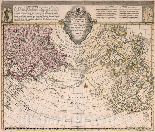 Historic Map - Tabula Geographica Partis Septentrionalis Maris Pacifici Cum Adjacentibus Regionibus nuperrime tam a Russis, 1752, Leonard Von Euler - Vintage Wall Art