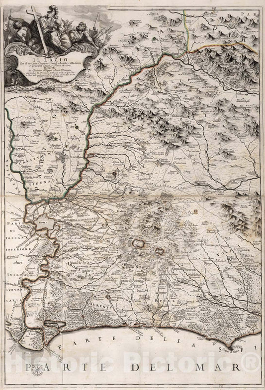 Historic Map : Il Lazio. Map 128-129, 1693, Vintage Wall Art