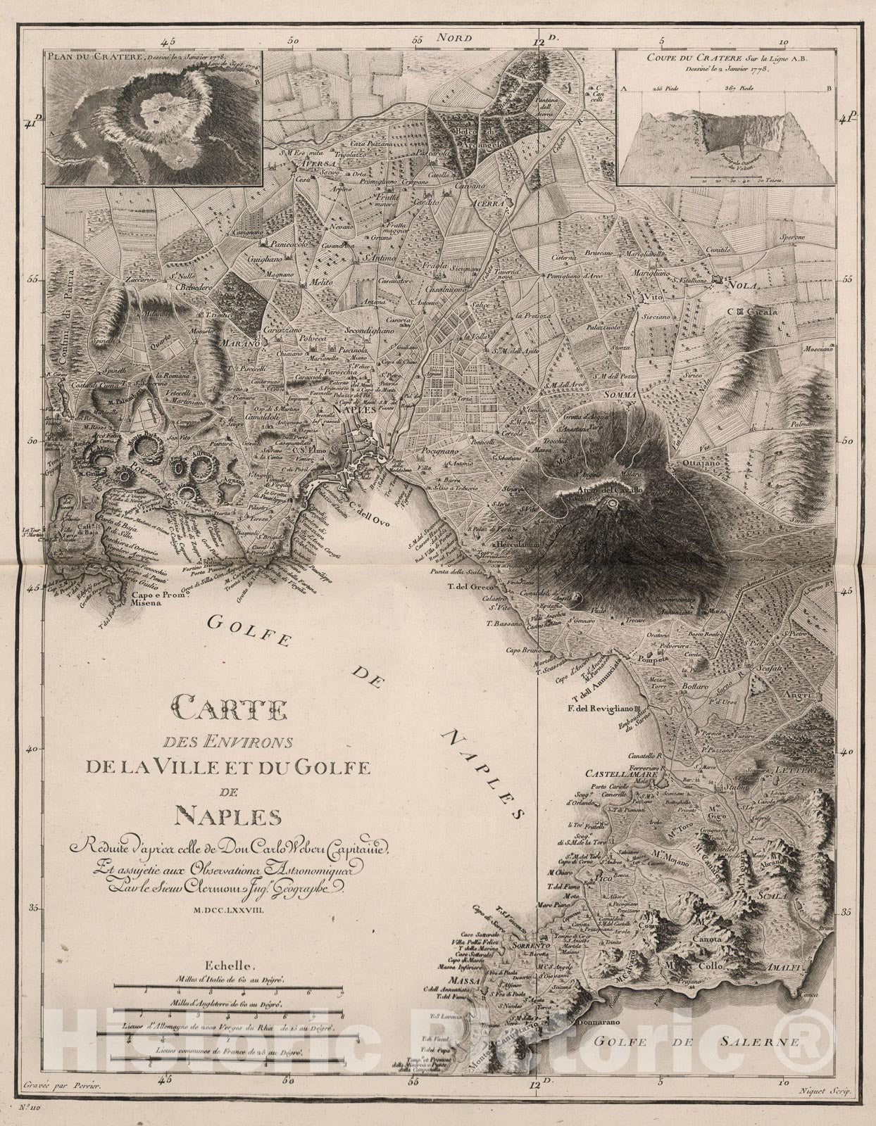 Historic Map : Carte des Environs de la Ville et du Golfe de Naples., 1778, Vintage Wall Art