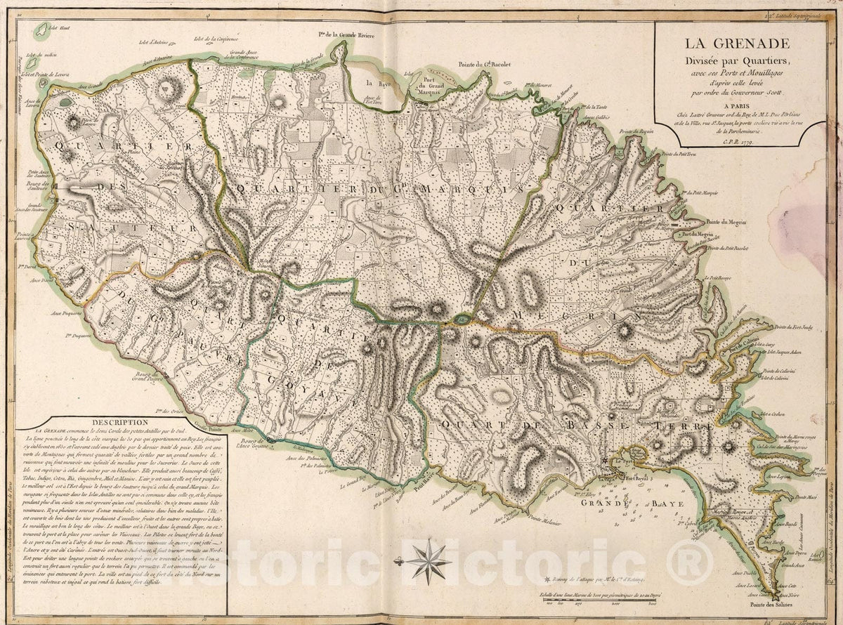 Historic Map : La Grenade., 1779, Vintage Wall Art