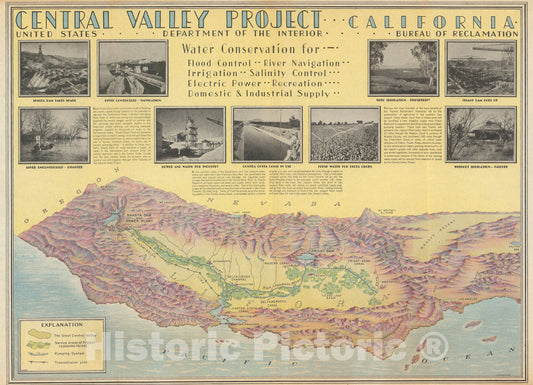 Historic Map : Central Valley Project - California., 1942, Vintage Wall Art