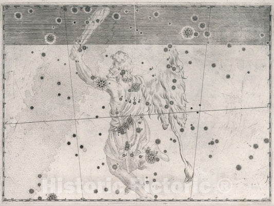Historic Map : Constellation: Orion, Hunter with Lion Skin., 1655, Vintage Wall Art
