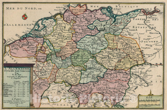 Historic Map : L'Allemagne., 1705, Vintage Wall Art