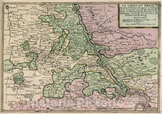 Historic Map : Le Cours du Rhein depuis Coblens jusques a Cologne., 1705, Vintage Wall Art