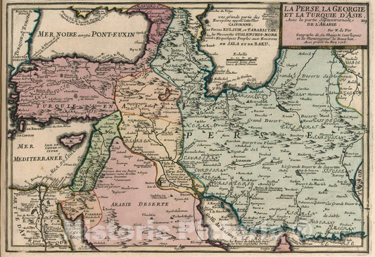 Historic Map : La Perse la Georgie et la Turquie d'Asie., 1705, Vintage Wall Art