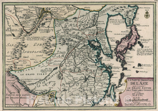Historic Map - La Partie Orientale De L'Asie ou Se trouvent Le Grande Empire Des Tartares Chinois et Celuy Du Iapon, 1705, Nicolas de Fer - Vintage Wall Art
