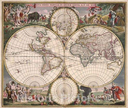 Historic Map : Nova Orbis Tabula, in Lucem Edita, A.F. de Wit., 1682, Vintage Wall Art