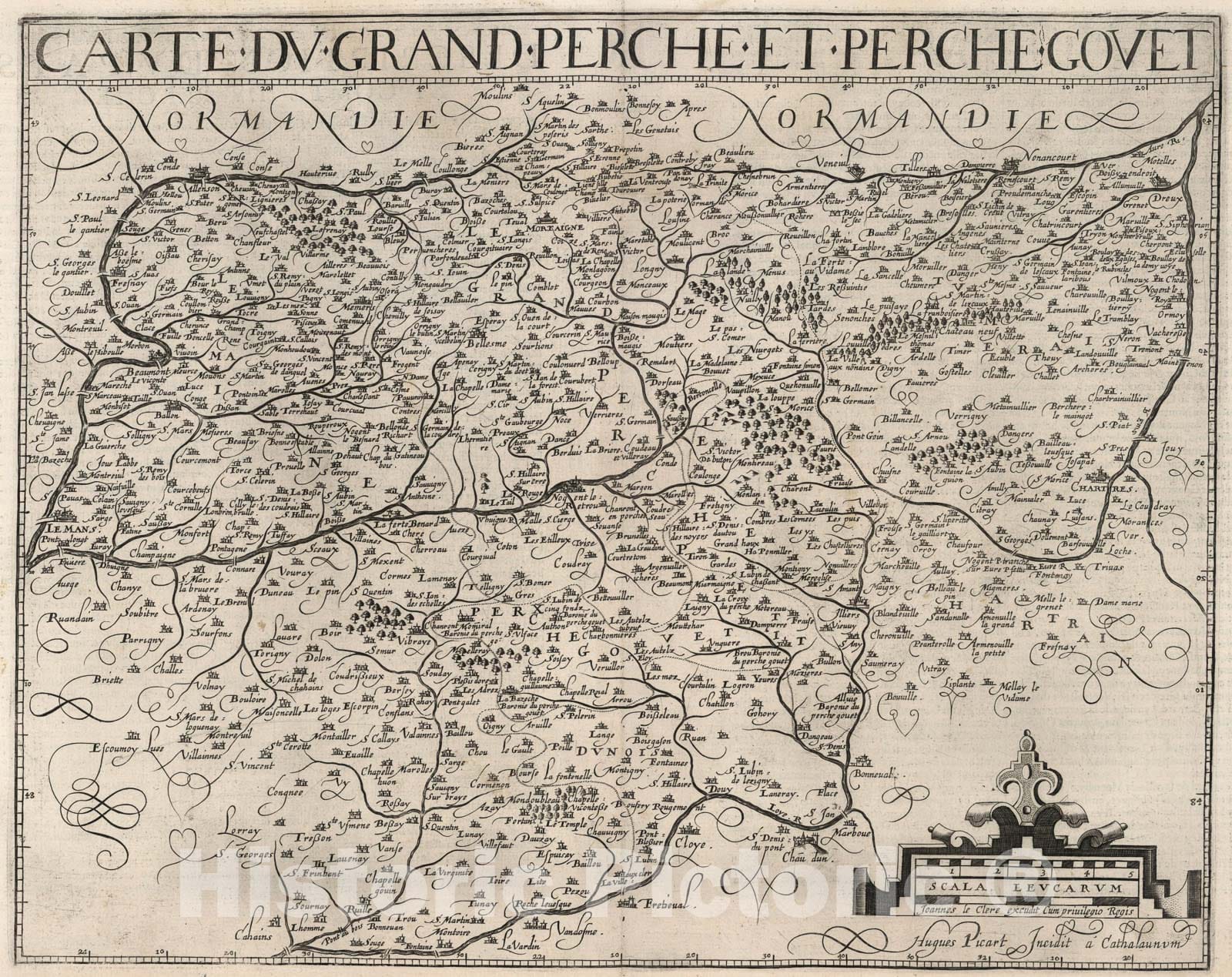 Historic Map : Carte du Grand Perche et Perchet Gouet., 1632, Vintage Wall Art