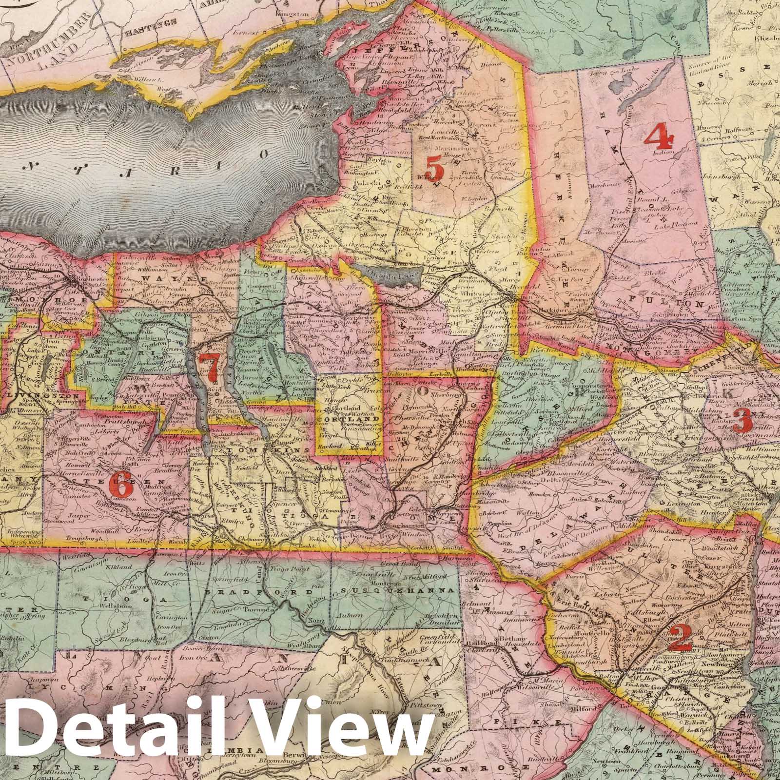 Historic Map : Map of the State of New-York and the Surrounding Country., 1840, Vintage Wall Art