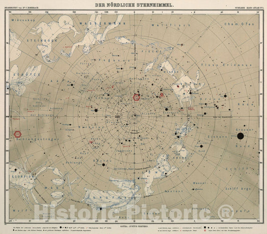 Historic Map : Nr. 1. Der Noerdliche Sternhimmel., 1911, Vintage Wall Art