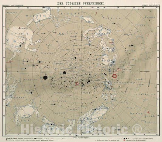 Historic Map : Nr. 2. Der Sueliche Sternhimmel., 1911, Vintage Wall Art