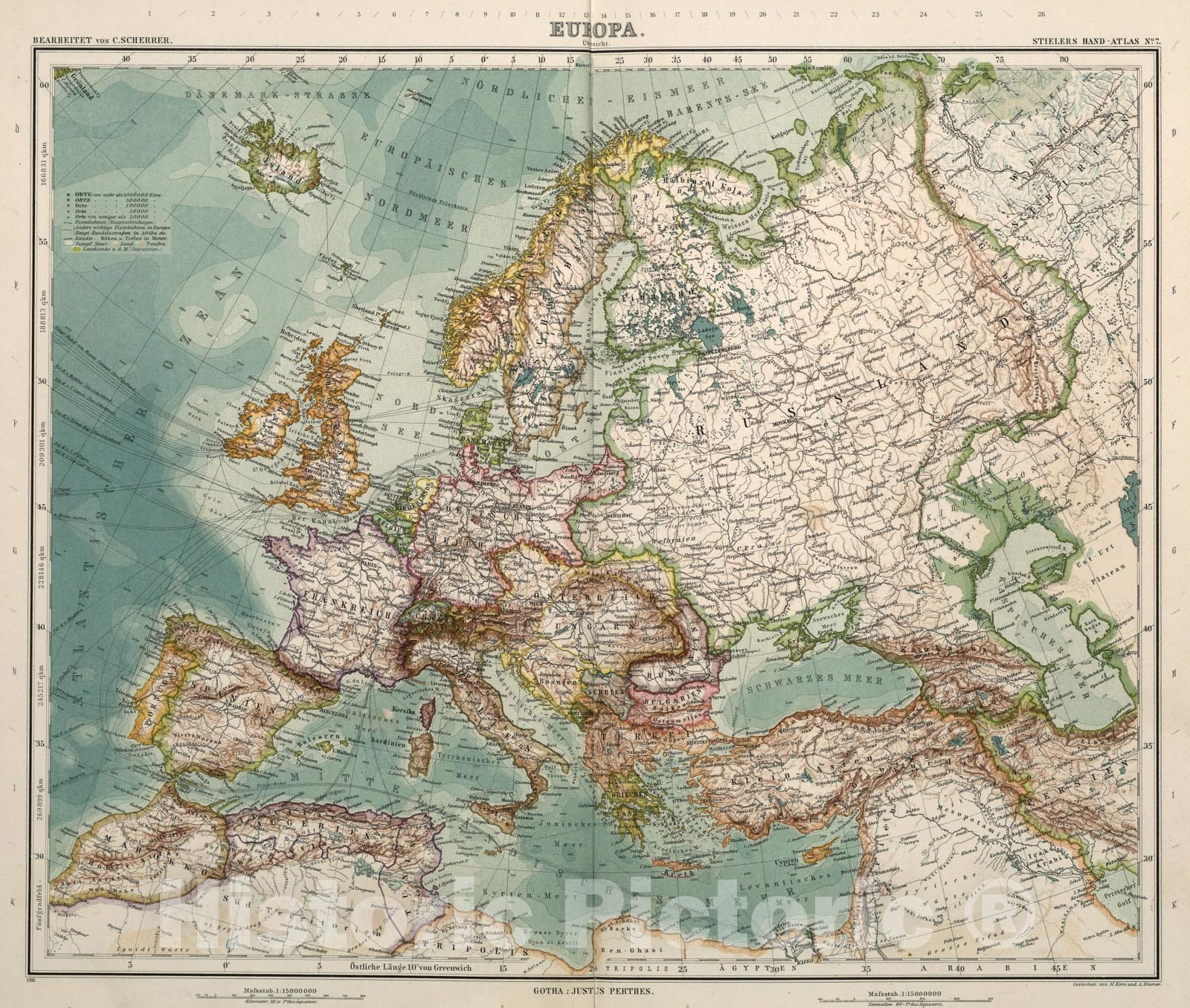 Historic Map : Nr. 7. Europa., 1911, Vintage Wall Art