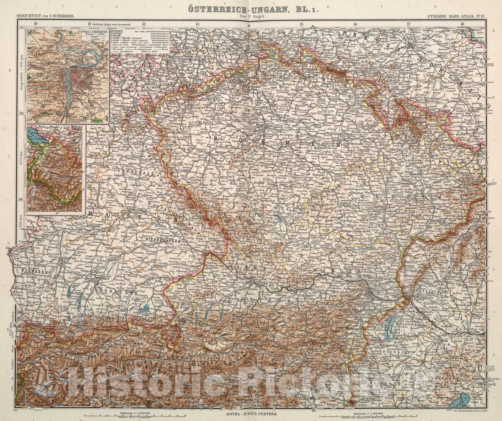 Historic Map : Nr. 17. Oesterreich-Ungarn, Bl. 1., 1911, Vintage Wall Art