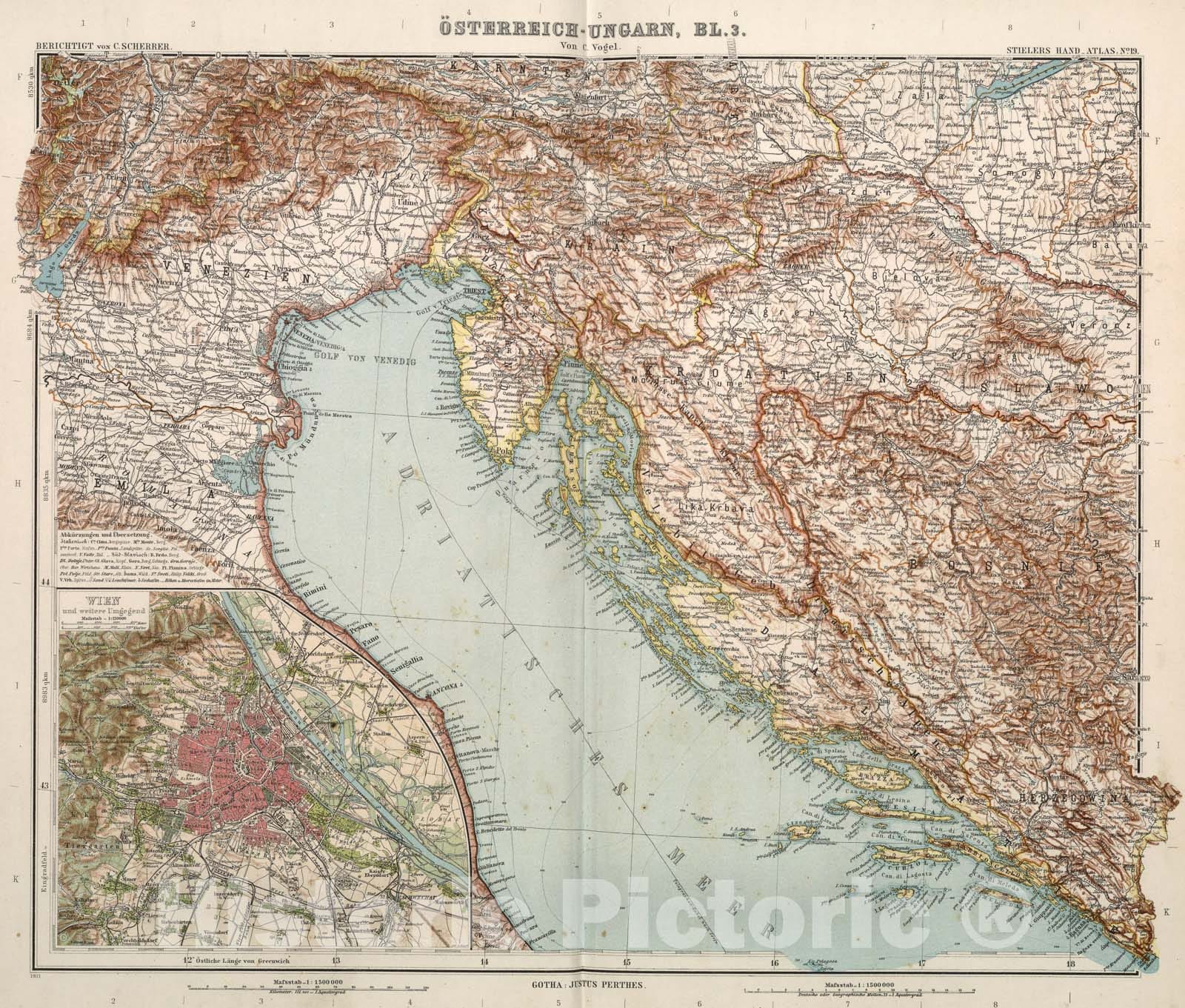 Historic Map : Nr. 19. Oesterreich-Ungarn, Blatt 3., 1911, Vintage Wall Art