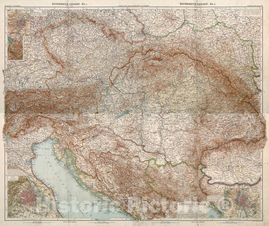Historic Map : Composite Map: Nr. 17-20. Oesterreich-Ungarn in four Blaettern., 1911, Vintage Wall Art