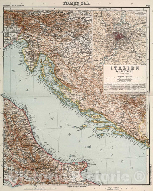 Historic Map : Nr. two3. Italien Bl. two von C. Vogel., 1911, Vintage Wall Art