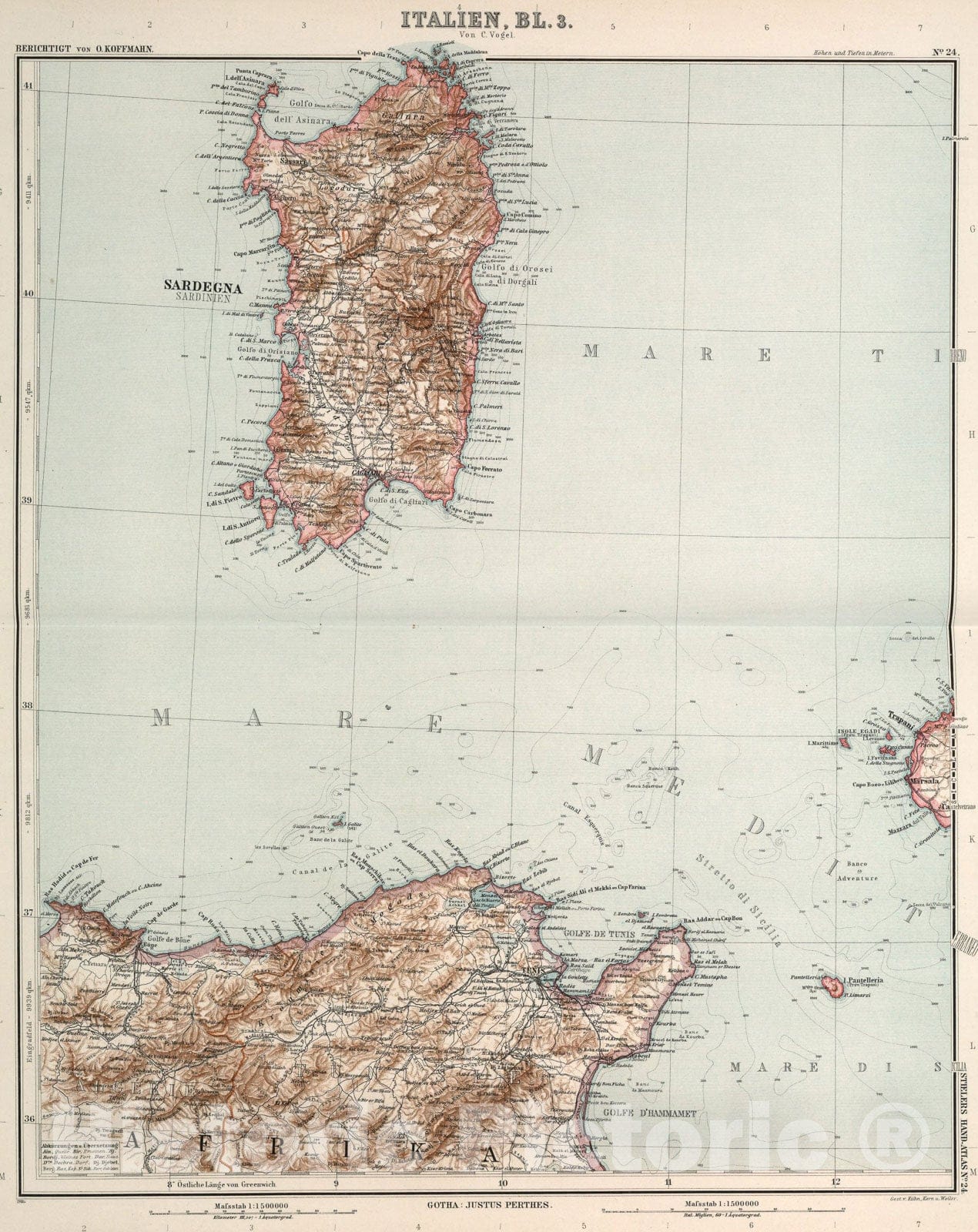 Historic Map : Nr. 24. Italien Bl. three von C. Vogel., 1911, Vintage Wall Art