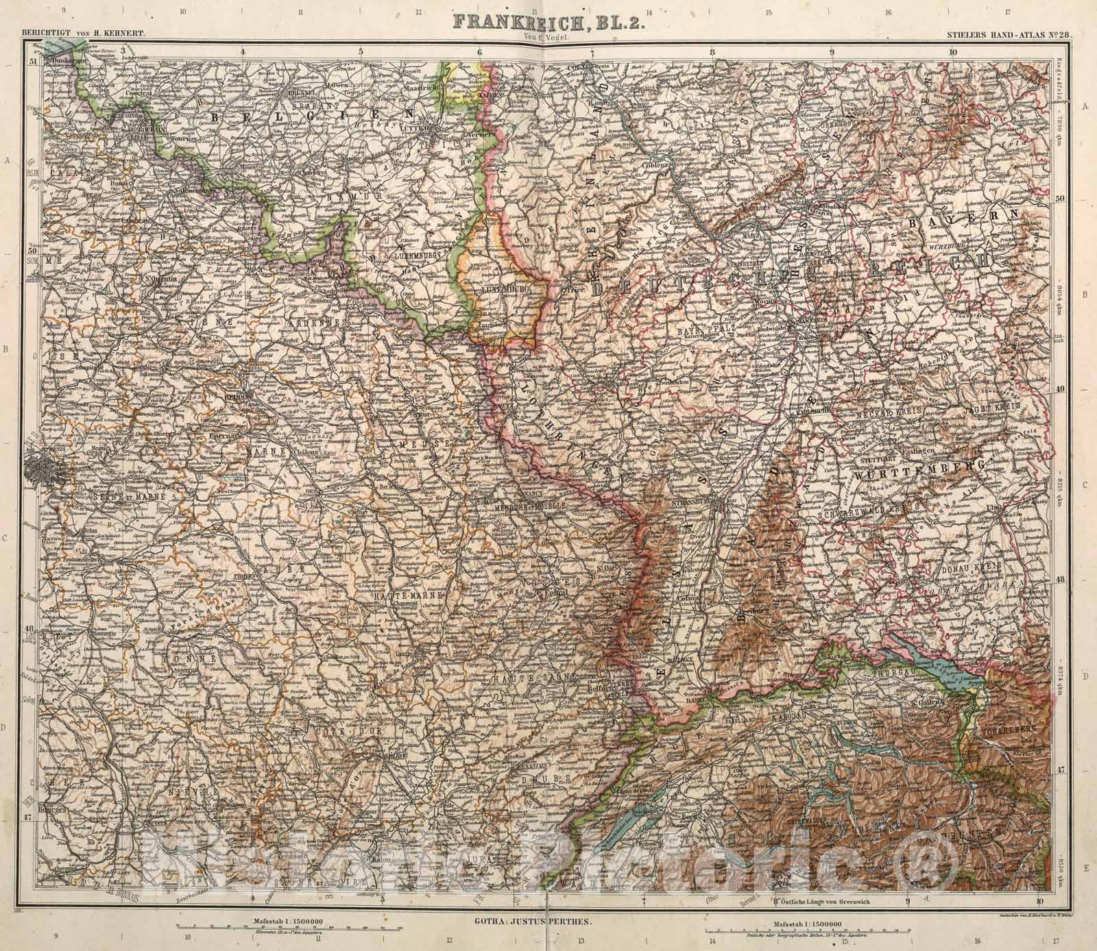 Historic Map : Nr. 28. Frankreich, Bl. 2. ... von C. Vogel., 1911, Vintage Wall Art