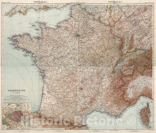 Historic Map : Composite Map: Nr. 27-30. Frankreich, in four Blaettern. ... von C. Vogel., 1911, Vintage Wall Art