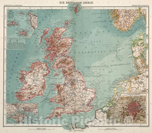 Historic Map : Nr. 36. Die Britischen Inseln., 1911, Vintage Wall Art