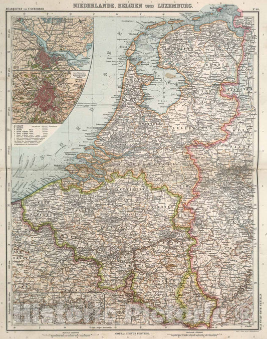 Historic Map : Nr. 40. Niederlande, Belgien und Luxemburg. ... von C. Scherrer., 1911, Vintage Wall Art
